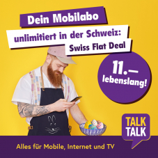 Abonnement TalkTalk Swiss Flat pour 11 CHF  / avec Roaming S pour 14.95 CHF – à vie !