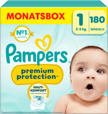 10€ de réduction  sur les couches Pampers, par exemple 2 Pampers Premium Protection (180 pièces, 2-5 kg) chez Amazon