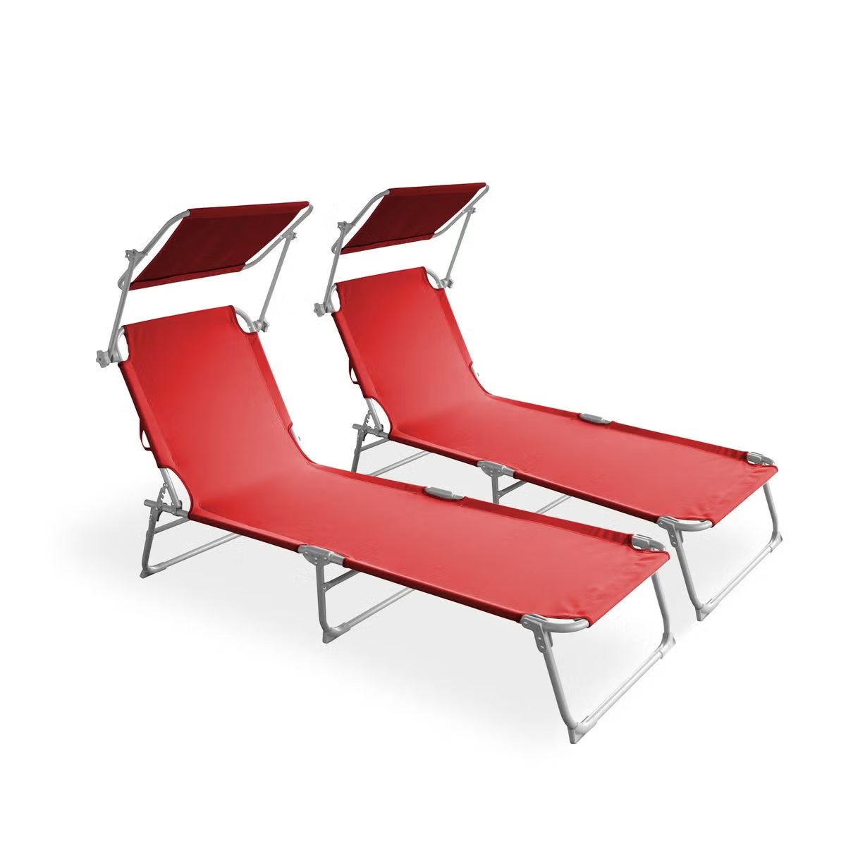 Lot de deux chaises longues « Lettino » en rouge chez Gonser