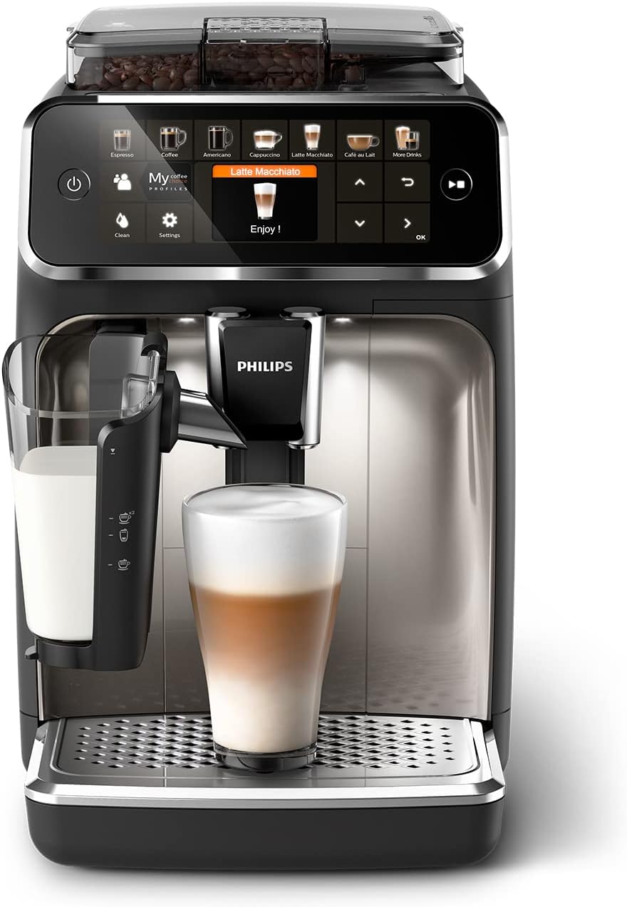Philips LatteGo Série 5400 Machine à café automatique EP5447 – 12 boissons, mousseur à lait, écran tactile, 4 profils