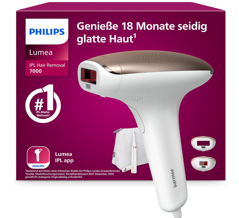 Appareil d’épilation Philips Lumea IPL série 7000 (2 embouts, tondeuse de finition incluse) sur Amazon