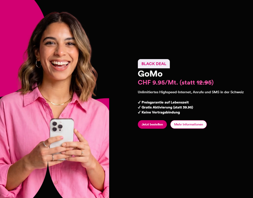 Abonnement mobile GoMo (Suisse : tout illimité, sur le réseau Salt + activation gratuite)
