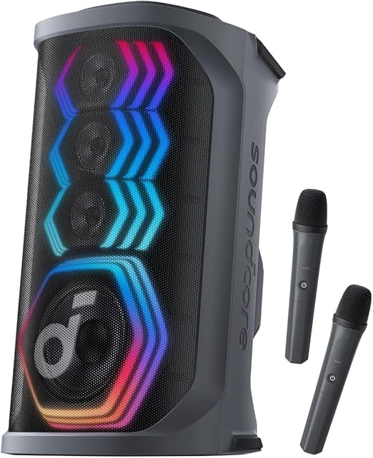 soundcore Rave 3 KI Enceinte karaoké avec 2 microphones sans fil sur Amazon