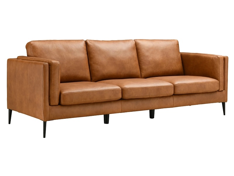 Le canapé 3 places haut de gamme en cuir véritable DAROK en promotion chez Conforama