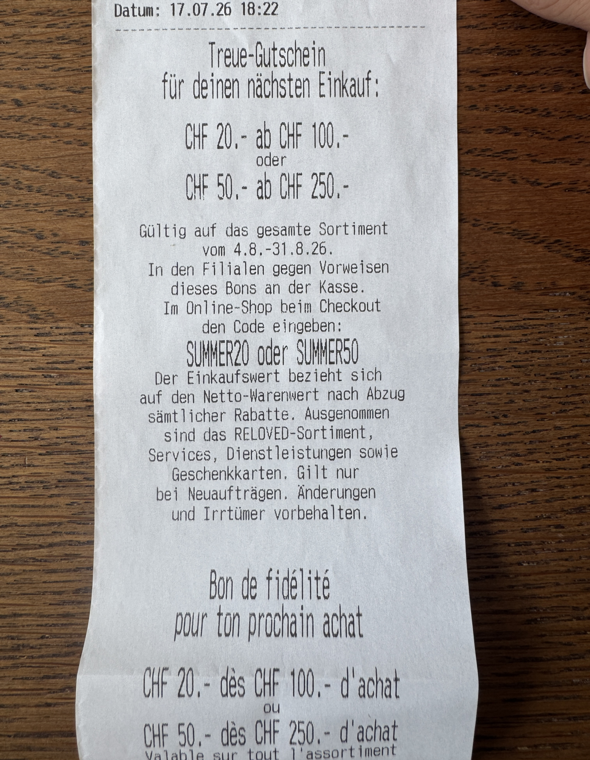 Micasa Réduction à partir de 100.-