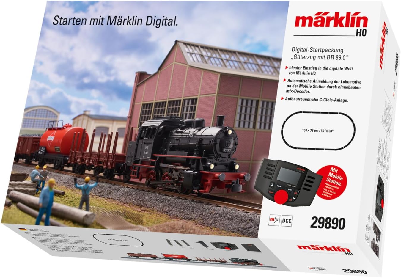 Coffret de démarrage numérique Märklin « Train de marchandises » avec locomotive BR 89.0 et Mobile Station, échelle H0 (29890)