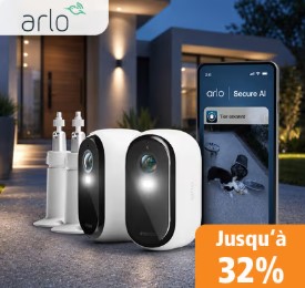 Jusqu’à 32 % de réduction sur une sélection de produits de sécurité Arlo Essential 2 chez Fust
