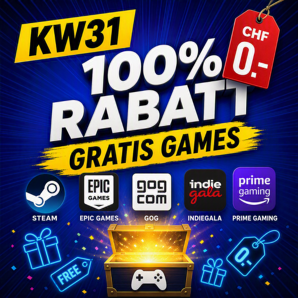 Jeux à -100 % – Semaine 31 (Steam, Epic, GOG, Prime Gaming)