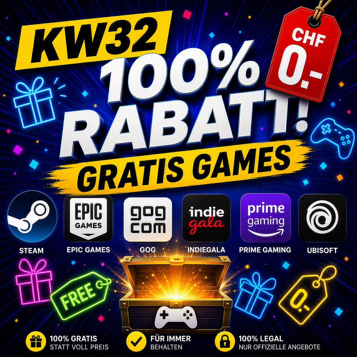 Jeux à -100 % – Semaine 32 (Steam, Epic, GOG, IndieGala, Prime Gaming, Ubisoft)