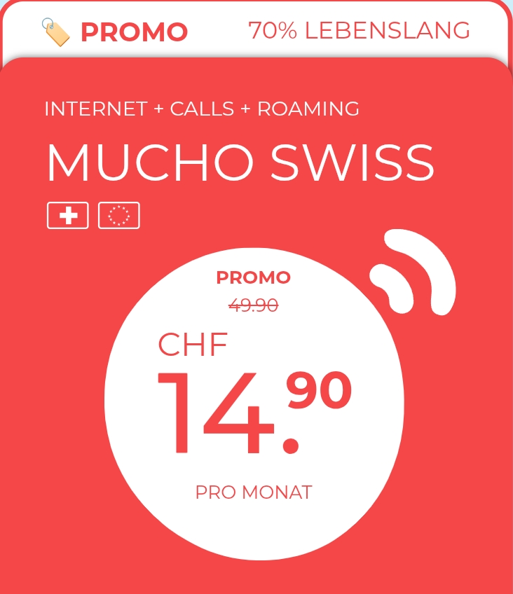 Divers abonnements Mucho Mobile à des prix avantageux – par exemple, Swiss à 14,90