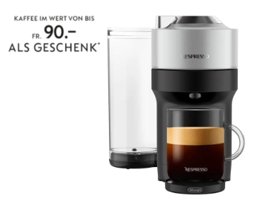 Machine à café De’Longhi Vertuo Pop+ Deluxe ENV95.S + 90 CHF de café offert chez Nettoshop