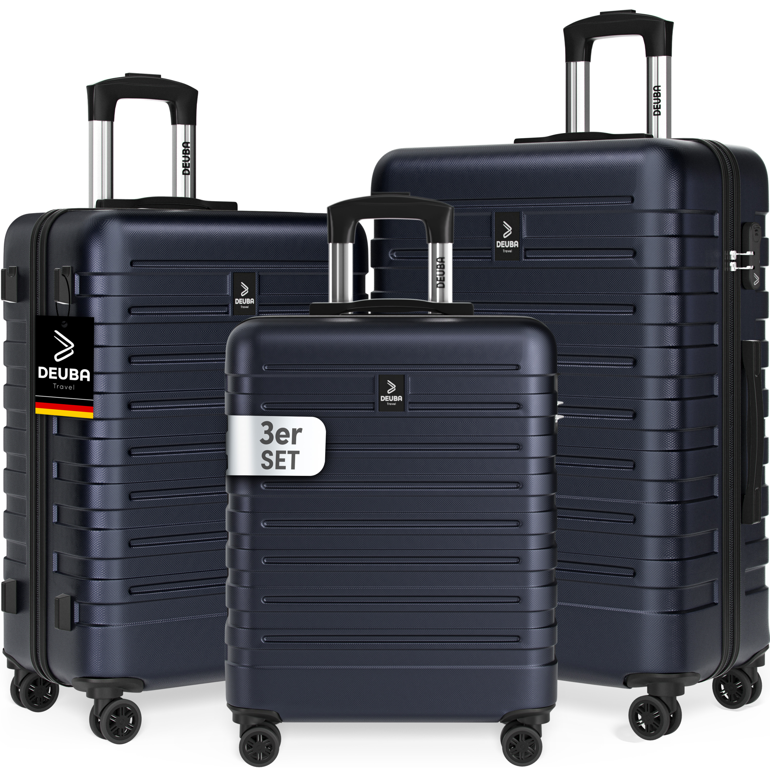 Set de valises rigides Deuba New York 3 pièces en différentes couleurs avec roulettes 360° chez DeubaXXL
