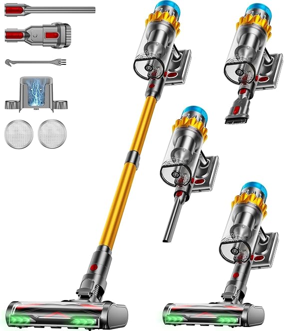 Aspirateur sans fil JRFYHFT V16 Pro avec écran OLED et brosse anti-emmêlement, 650 W, réservoir à poussière de 1,8 litre