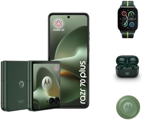 Smartphone Motorola razr 70 plus, appareil photo 50 Mpx, 12 à 512 Go, vert foncé