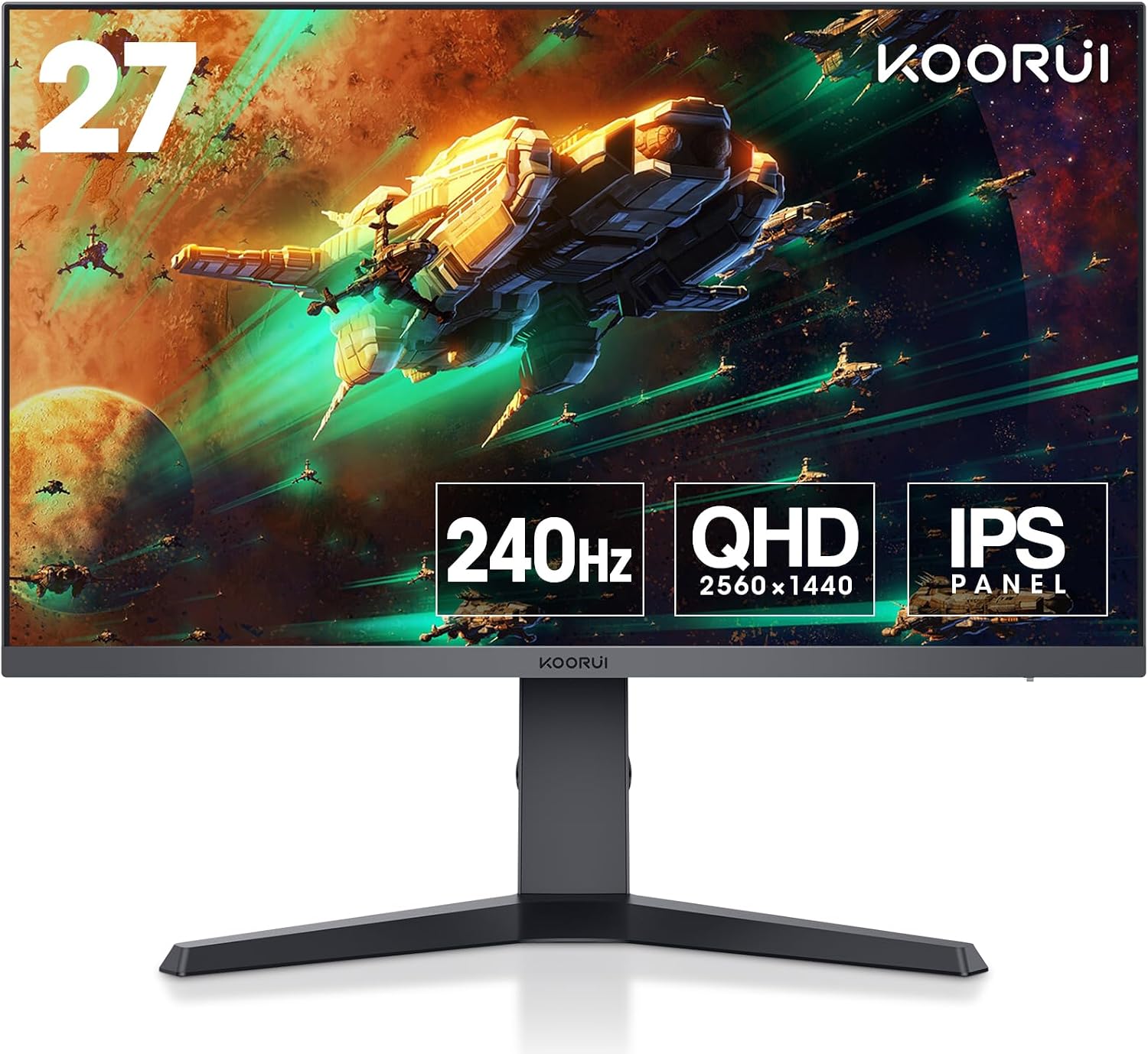 Moniteur gaming KOORUI 27 pouces (27″, IPS, QHD, 240 Hz, 1 ms, 3000:1, HDR 400)