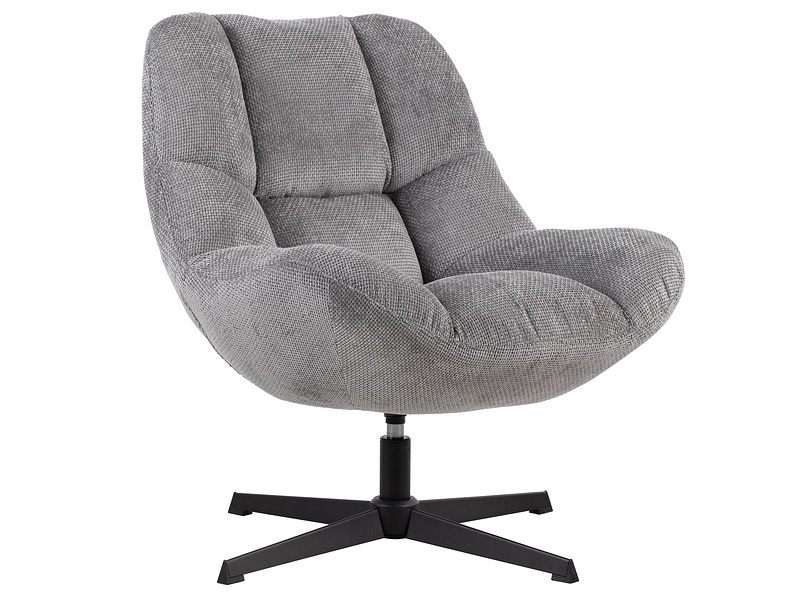 Conforama : Fauteuil Jade pivotant à 360° disponible en 3 coloris de tissu différents.
