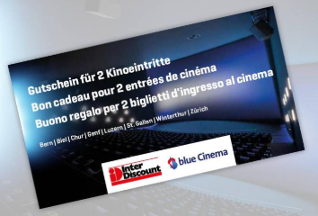 Bon de réduction cinéma Blue Cinema : 2 billets pour 19,95 CHF chez Interdiscount (prix à retirer sur place)
