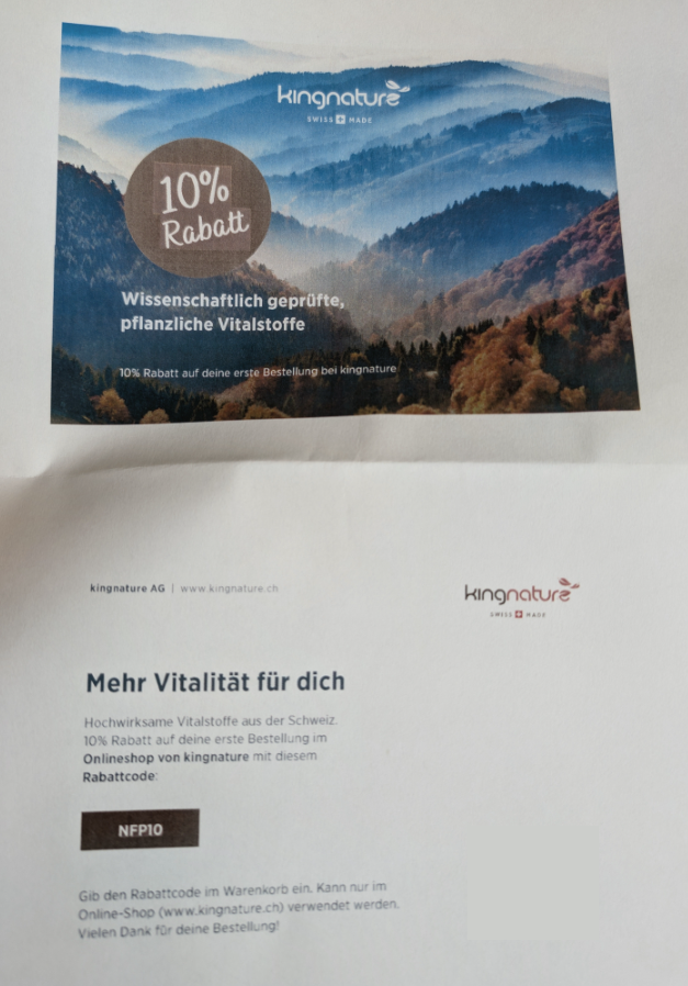 10 % de réduction sur votre première commande chez Kingnature, par exemple pour les compléments alimentaires « Magnésium Vida ».