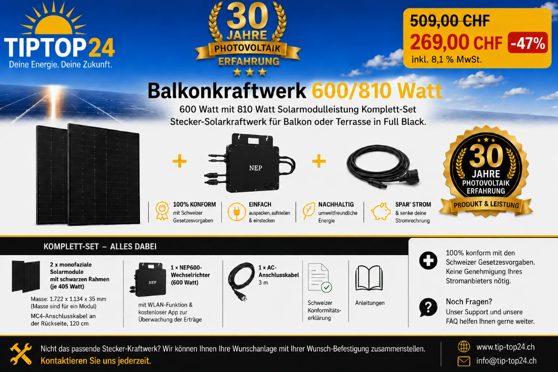 Centrale solaire de balcon 600/810 watts