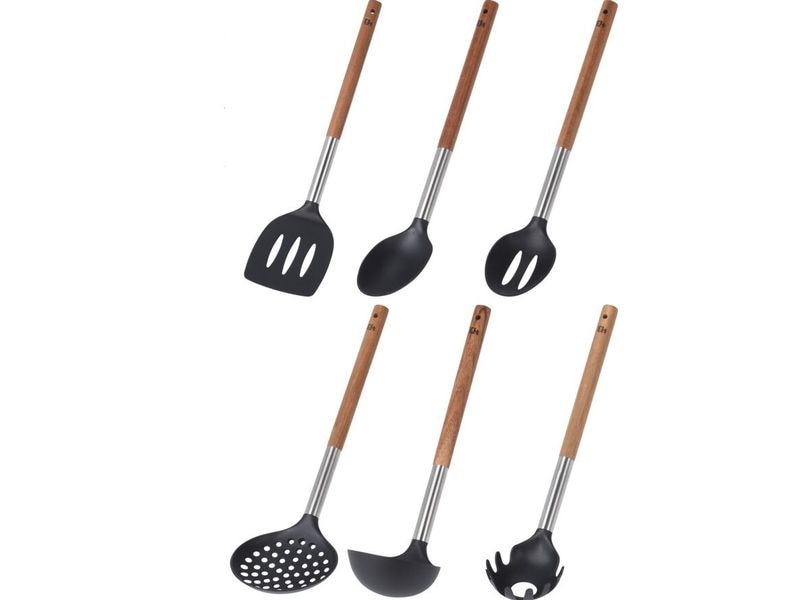 Ustensiles de cuisine FURBER avec support, ensemble de 7 pièces, noir