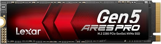 SSD Lexar ARES PRO 4 To Gen5 NVMe M.2, PCIe 5.0 x4, vitesse de lecture jusqu’à 14 000 Mo/s