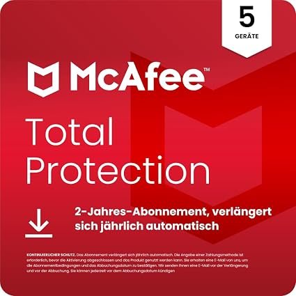 McAfee Total Protection 2026 (5 appareils, 2 ans) incluant une protection VPN et antivirus sur Amazon