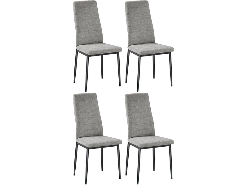 Ensemble de 4 chaises en tissu chez Conforama (capacité de charge de 110 kg)