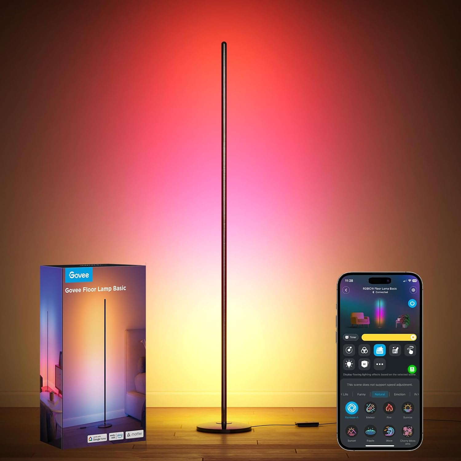 Lampadaire LED RGBIC Govee (WiFi, intensité variable, 85 modes)