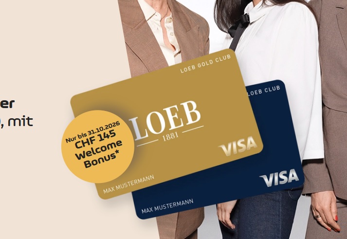 Carte de crédit LOEB gratuite de Bonuscard avec 145 francs de bonus de bienvenue LOEB et prolongation de garantie de 24 mois