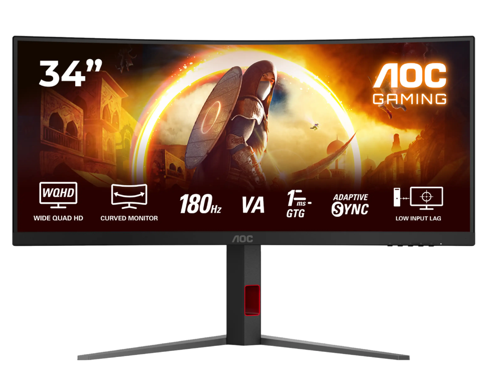 Moniteur AOC CU34G4 réglable en hauteur (34 pouces, UWQHD, dalle VA, 300 nits, 180 Hz) à un prix imbattable chez MediaMarkt
