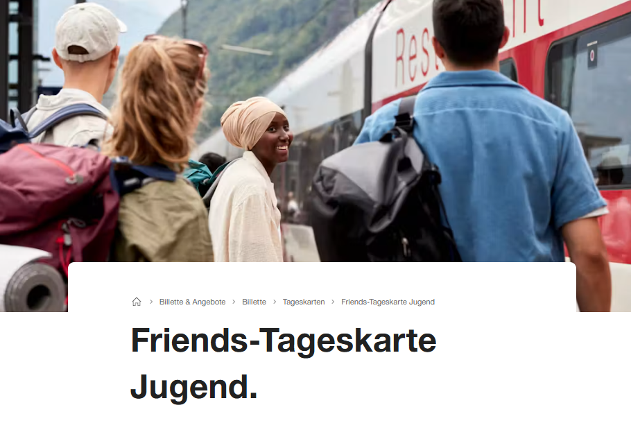 Carte journalière Friends Jeunes CFF : à quatre pour 80 francs (2e classe) ou 120 francs (1re classe)