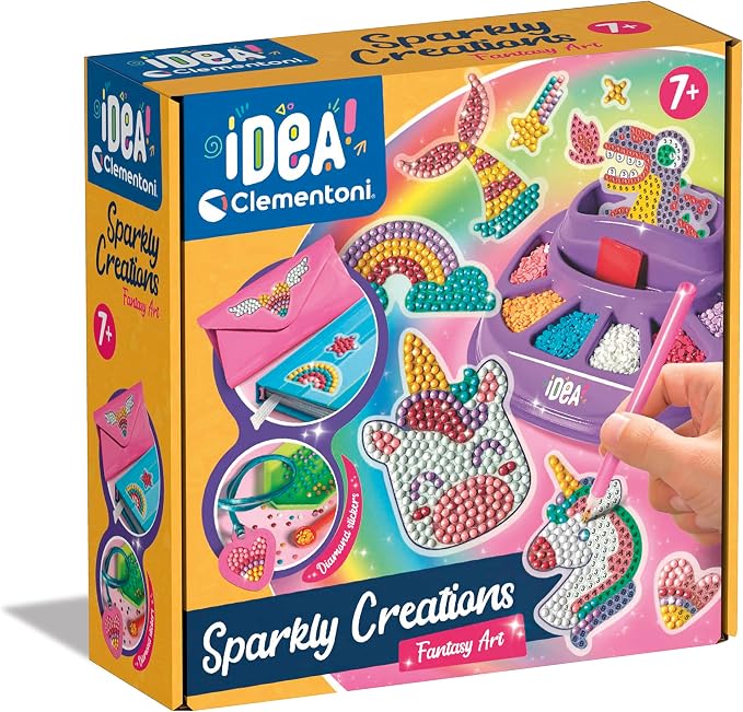 Clementoni Idea – Sparkly Creations : Jeu d’icônes et d’art diamant, jeu créatif pour les enfants de 7 ans et plus