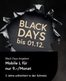 Quickline Black Days. Forfait Mobile L avec données illimitées en Suisse et 5 Go/mois en roaming inclus pour seulement 9.–/mois.