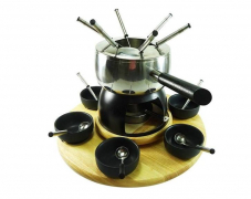 Rotel Service à fondue, set de 14 pièces – noir Idéal pour la fondue bourguignonne/fondue chinoise