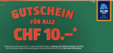 Bon de réduction 10 CHF d’Aldi (nouveau) à partir d’un montant d’achat de 70 CHF