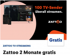 Abonnement Zattoo Suisse 2 mois (3 mois en tant que nouveau client) Ultimate gratuit dans l’app Lidl Plus (mode gratuit) et nouveaux clients