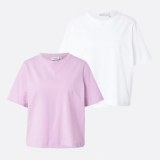 About You : Set de 2 t-shirts Weekday pour femmes au prix de 8.90 CHF (blanc/rose ou noir/noir)