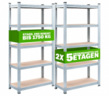 Lot de 2 étagères pour charges lourdes,  180 x 90 x 40 cm, galvanisées chez DeubaXXL