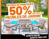 50% de réduction sur tous les meubles de jardin chez LIPO – de nombreux modèles aux nouveaux meilleurs prix