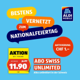 Aldi Mobile Swiss Unlimited : tout illimité en CH pour seulement CHF 11.90, sans durée minimale de contrat