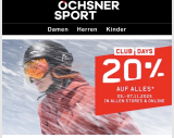 Journées Club chez Ochsner Sport avec 20 % de réduction sur tout
