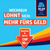 Annonce préalable : Bon Aldi d’une valeur de 10 CHF à partir d’un montant d’achat de 70 CHF les 26 et 27.01.2024