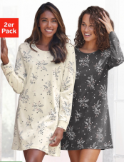 Chemise de nuit Vivance Dreams, (pack de 2), avec de fines branches de fleurs chez Ackermann