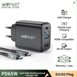 ACEFAST Chargeur rapide portable GaN 65W Station d’accueil TV compatible HDMI 4K/60Hz pour Switch 3Ports Type C QC3.0