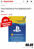 Abonnement Sony PlayStation Plus 1 an chez MediaMarkt