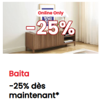 25 % de réduction sur une sélection de meubles Baïta chez Conforama