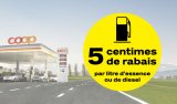 Bon Coop Pronto avec un rabais de 5 centimes par litre (essence et diesel)