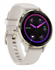 Montre intelligente GARMIN Venu 3S  GPS (110-175 mm, silicone, Ivoire/soft gold) chez MediaMarkt