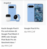 Google Store – Pixel 8 Pro + Pixel Watch 2 pour 999 CHF seulement aujourd’hui