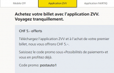 Code promo via l’application ZVV 5